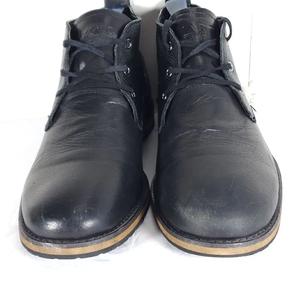 Andrew Marc Men's Nykanel US 11 Black Leather Lace-Up Ankle Chukka Boots - Picture 4 of 14